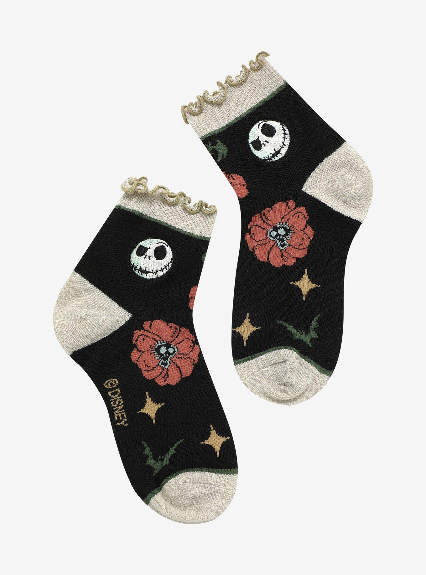 The Nightmare Before Christmas Floral Ruffle Ankle Socks, , hi-res