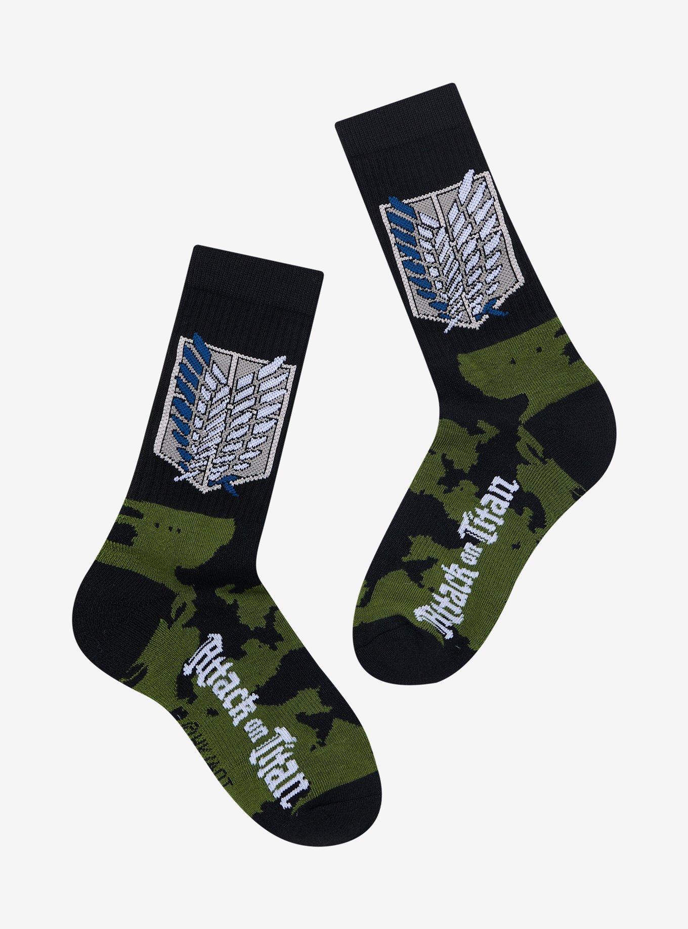 Attack On Titan Green Wash Crew Socks, , hi-res