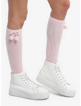 Pink Pom Knee-High Socks, , hi-res