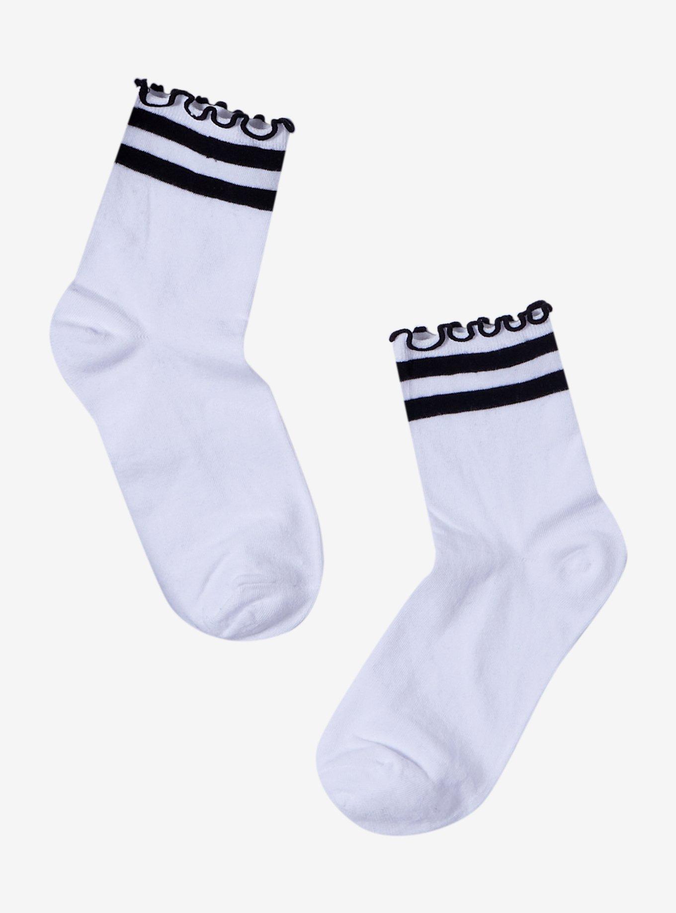 Varsity Stripe Lettuce Trim Ankle Socks, , hi-res