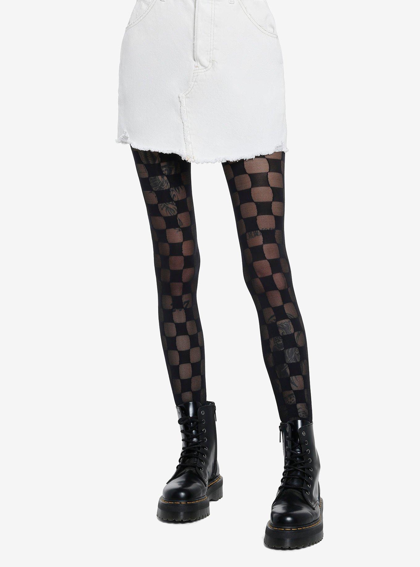 Black Checkered Tights, , hi-res
