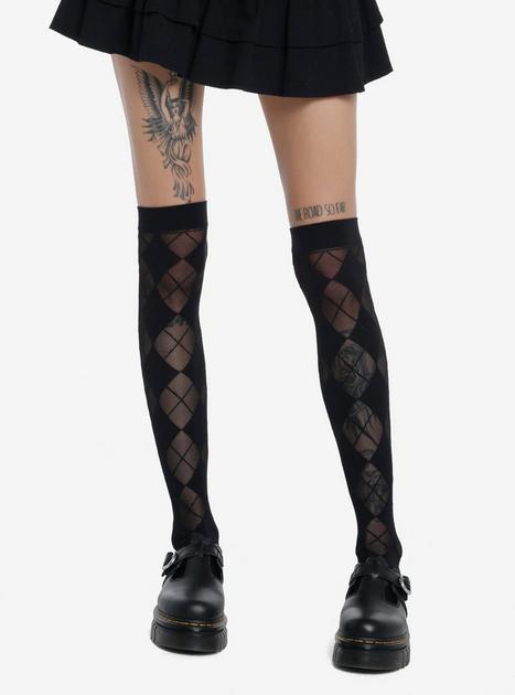 Black Argyle Thigh Highs Hot Topic