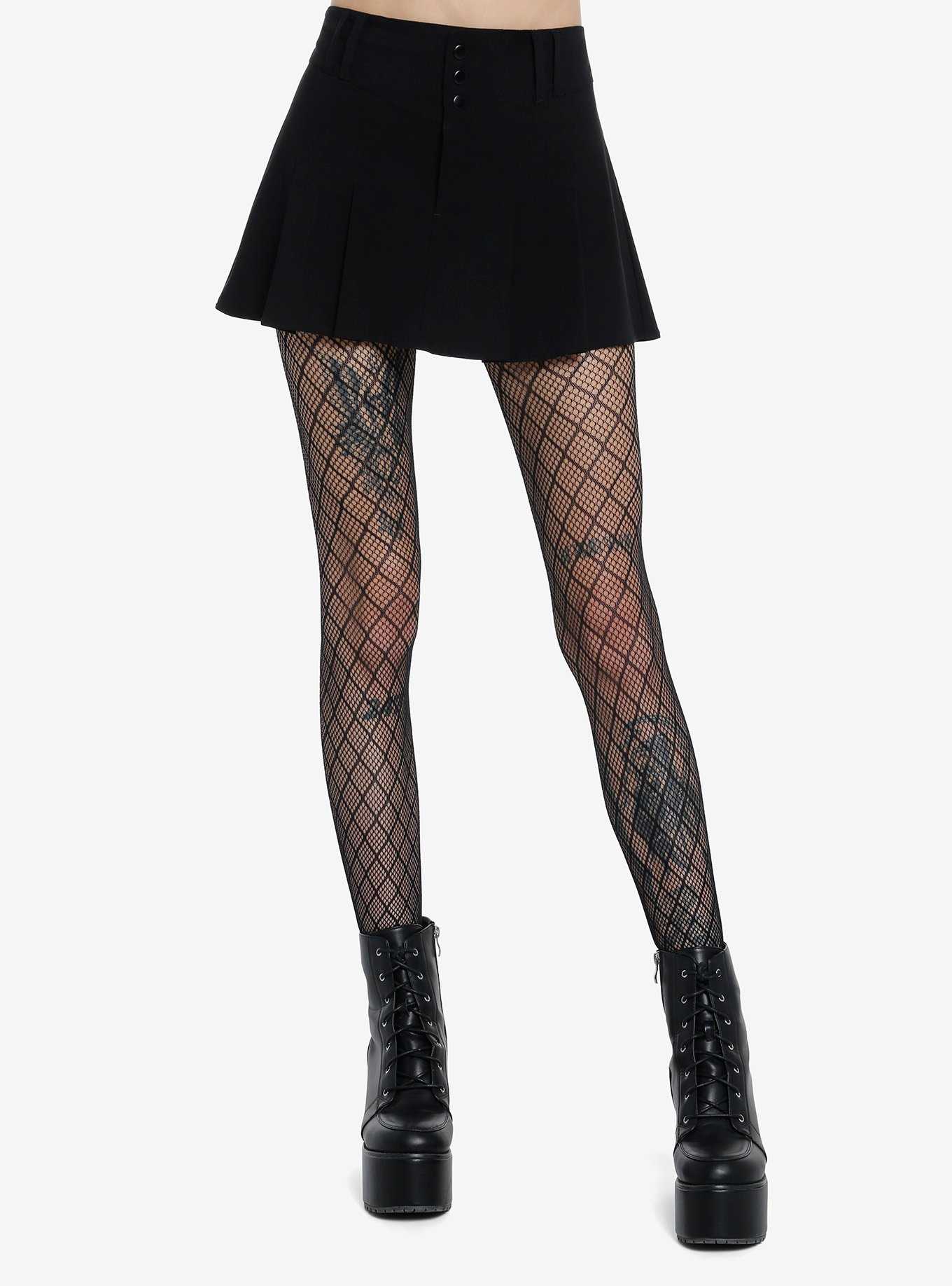 Hot Topic Black Heart White Fishnet Tights One Size Fits Most #45974