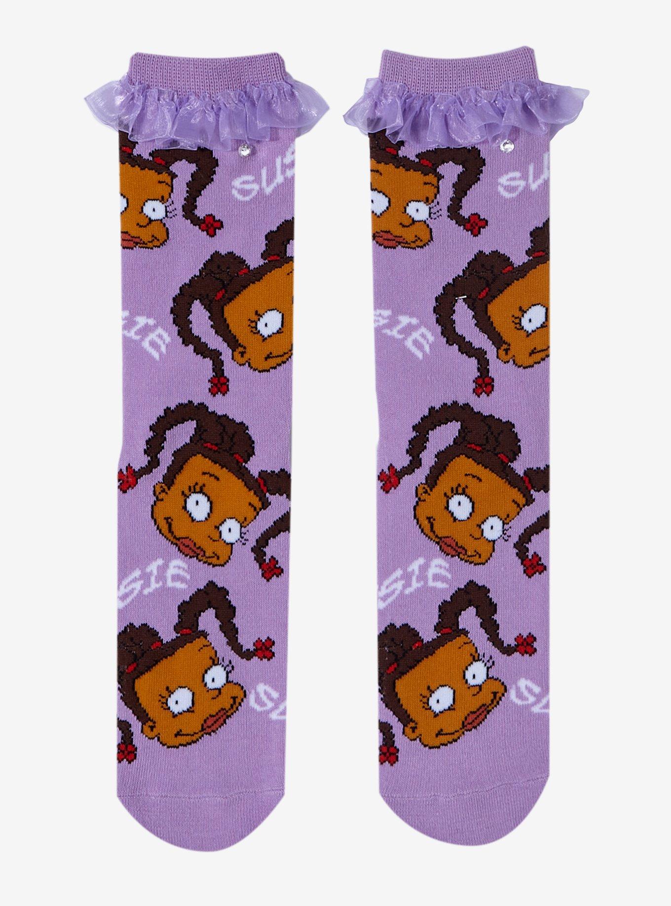 Rugrats Susie Rhinestone Ruffle Ankle Socks, , hi-res