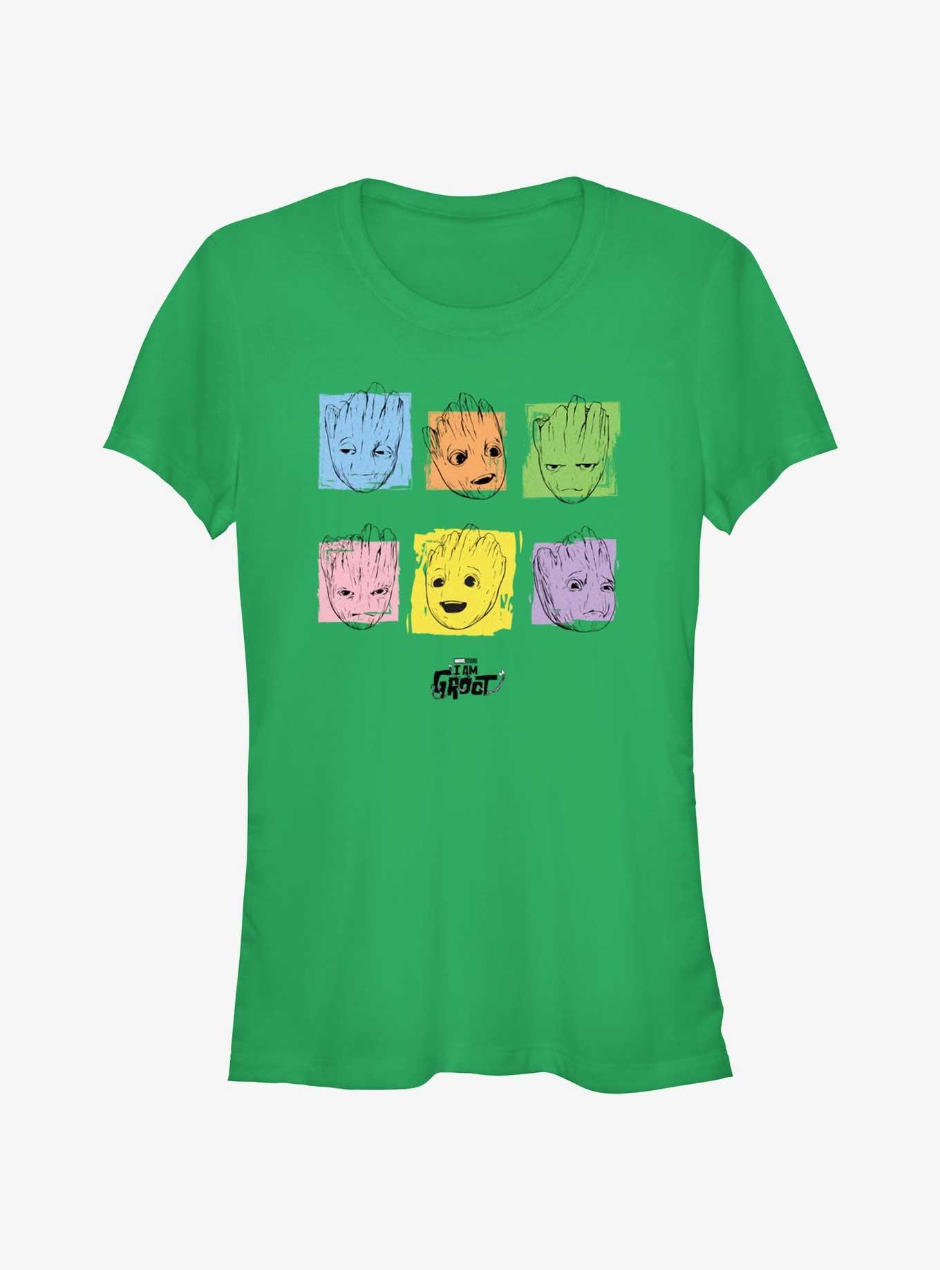 Marvel Guardians Of The Galaxy I Am Groot Colors Faces Girls T-Shirt