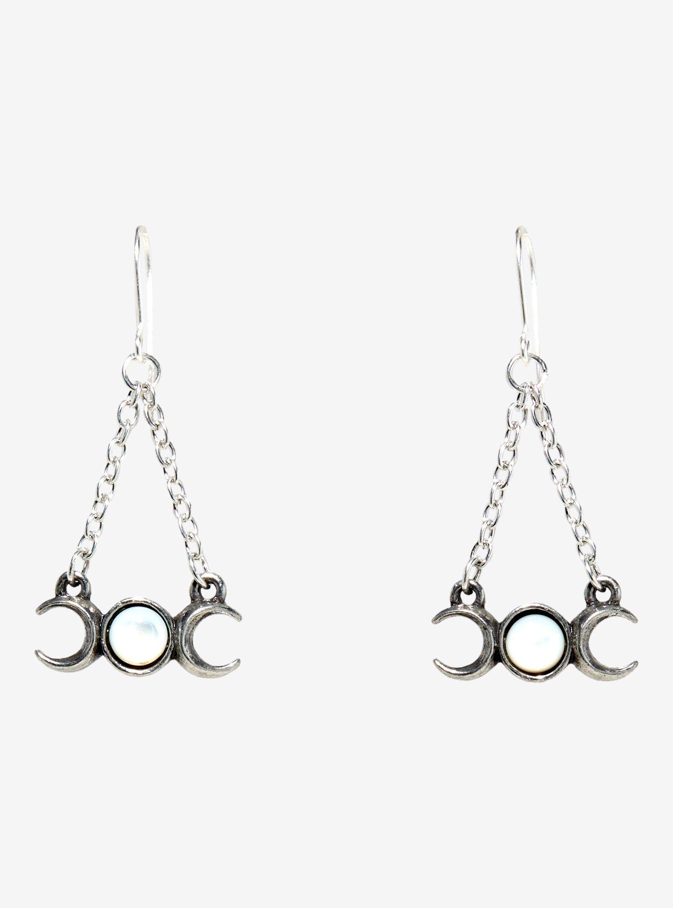 Alchemy Of England Triple Moon Drop Earrings, , hi-res