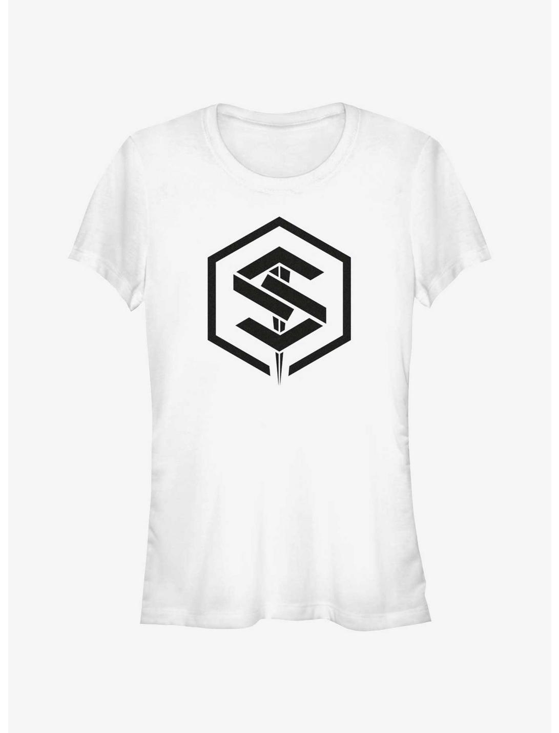 Marvel The Marvels Geometric Saber Logo Girls T-Shirt, WHITE, hi-res