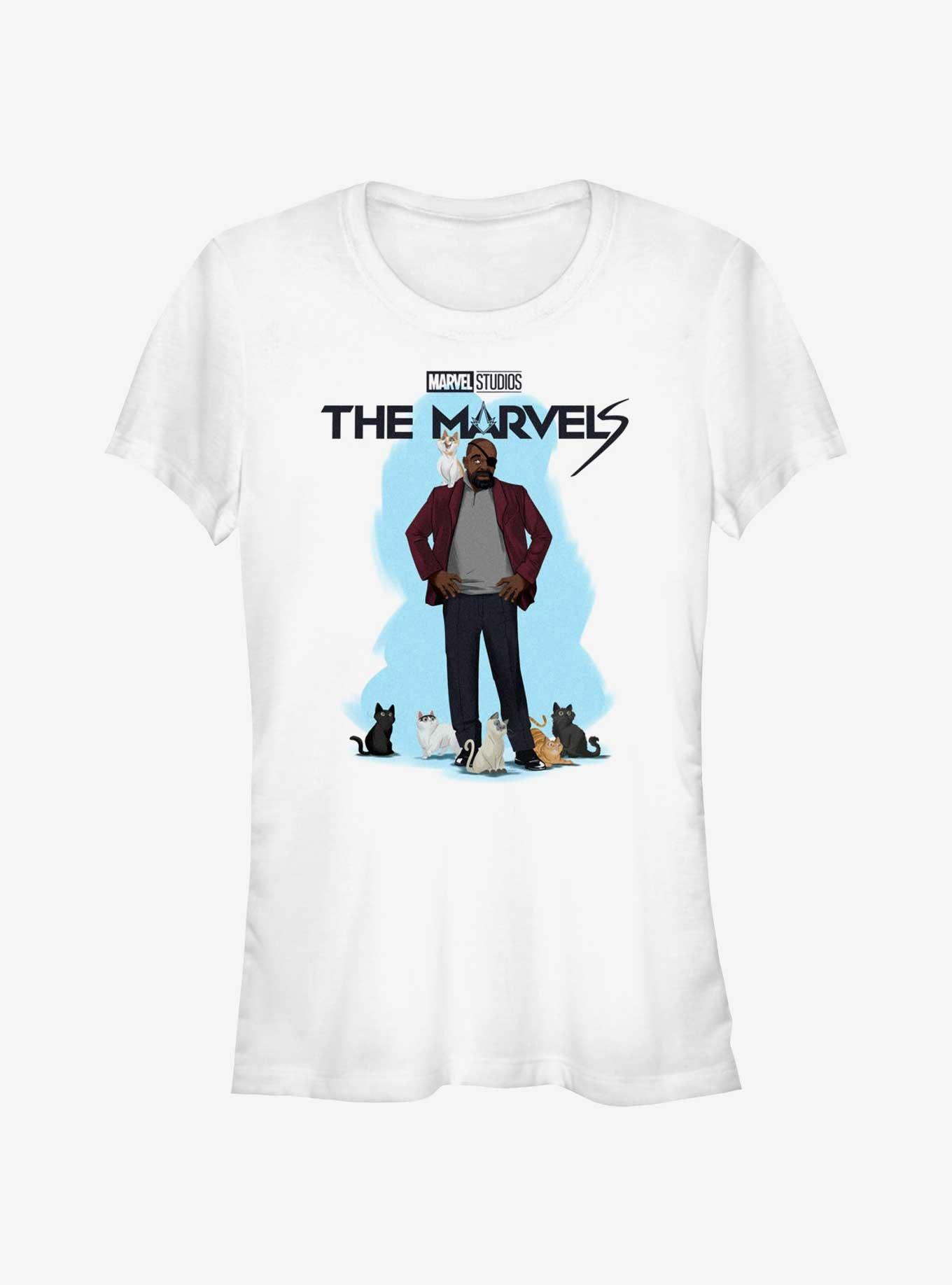 Marvel The Marvels Nick Fury Cat Attack Girls T-Shirt, , hi-res