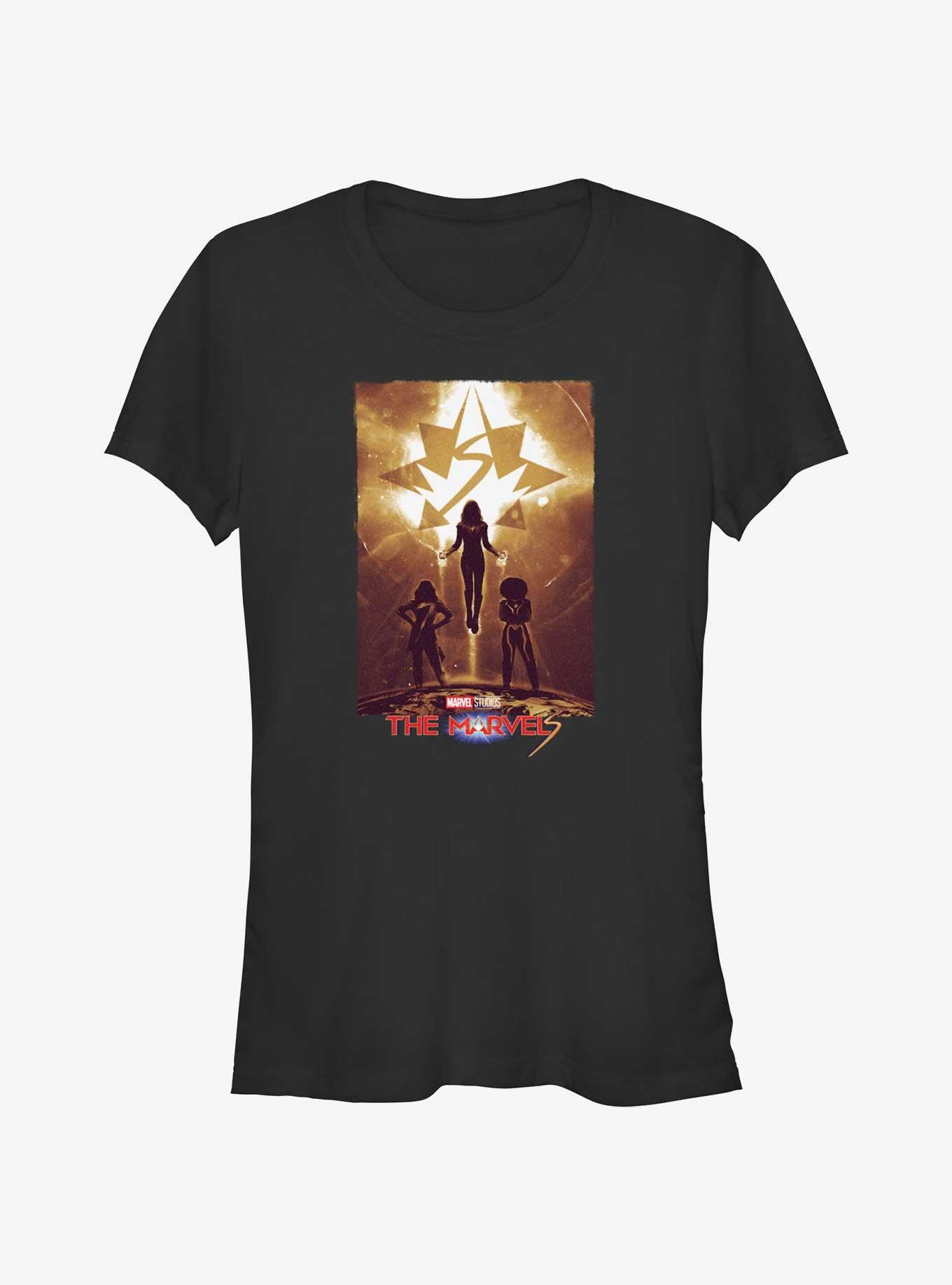 Marvel The Marvels Rising Heroes Poster Girls T-Shirt, BLACK, hi-res