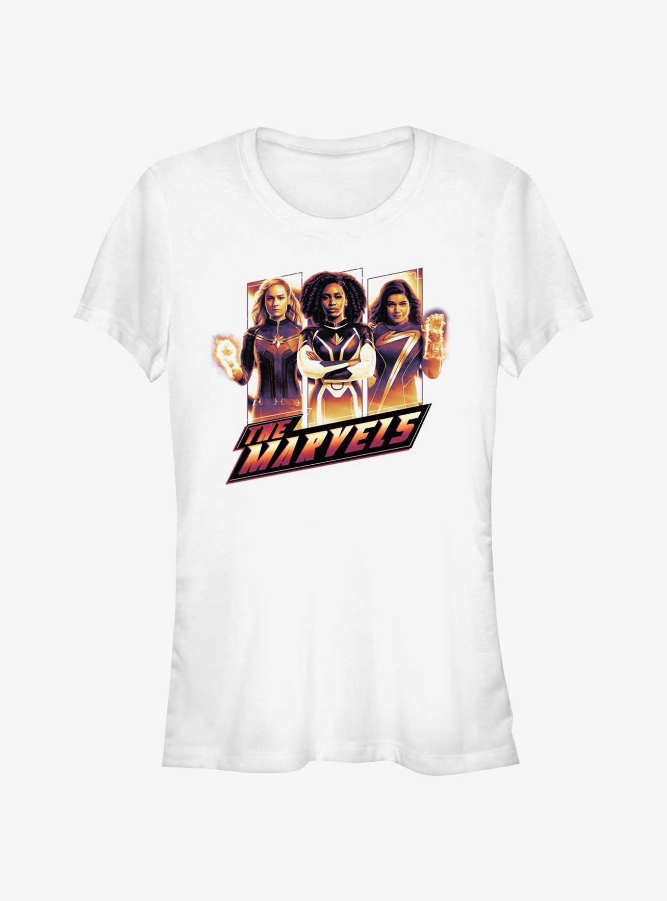 Marvel The Marvels Team Pose Girls T-Shirt, WHITE, hi-res