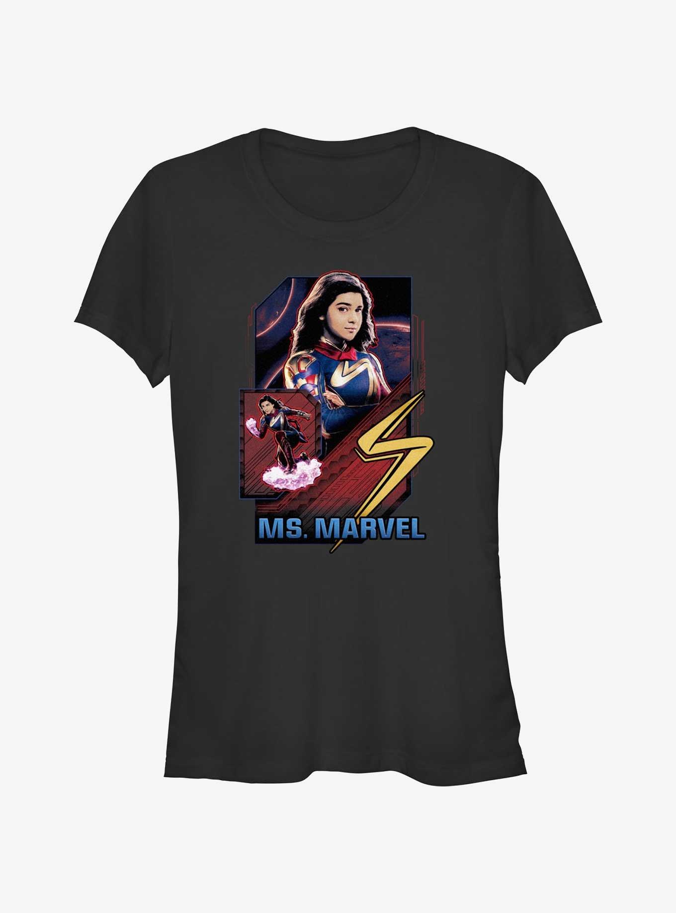 Marvel The Marvels Ms. Marvel Badge Girls T-Shirt, BLACK, hi-res