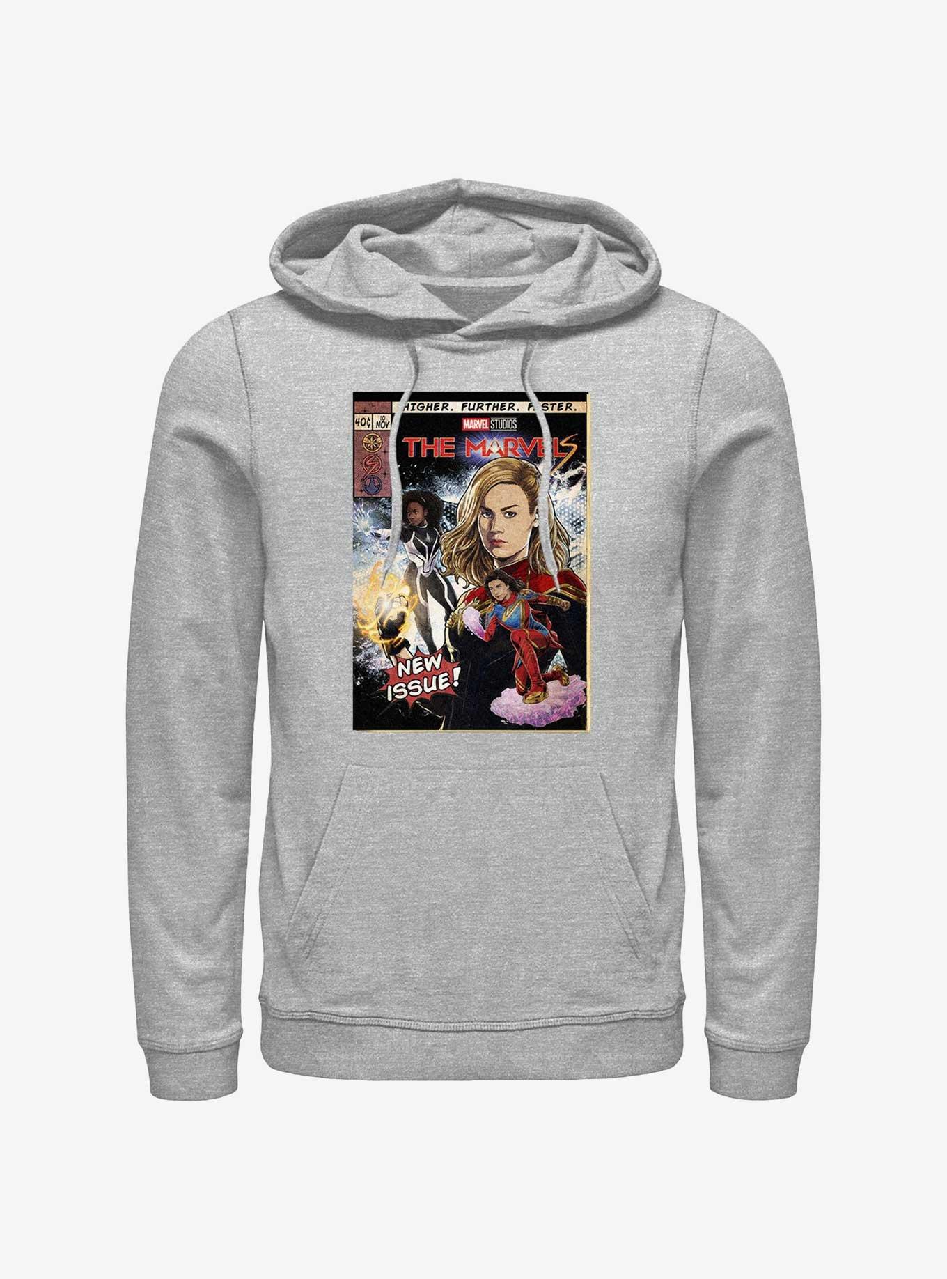 Marvel The Marvels Comic Book Cover Hoodie Hot Topic Web Exclusive GREY Hot Topic