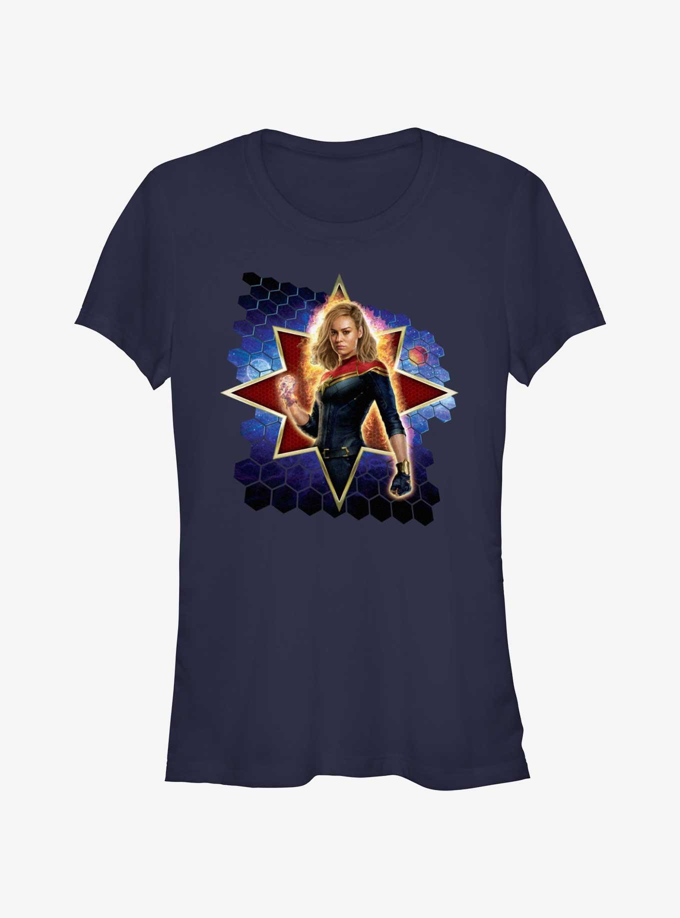 Marvel The Marvels Captain Marvel Hero Bust Girls T-Shirt