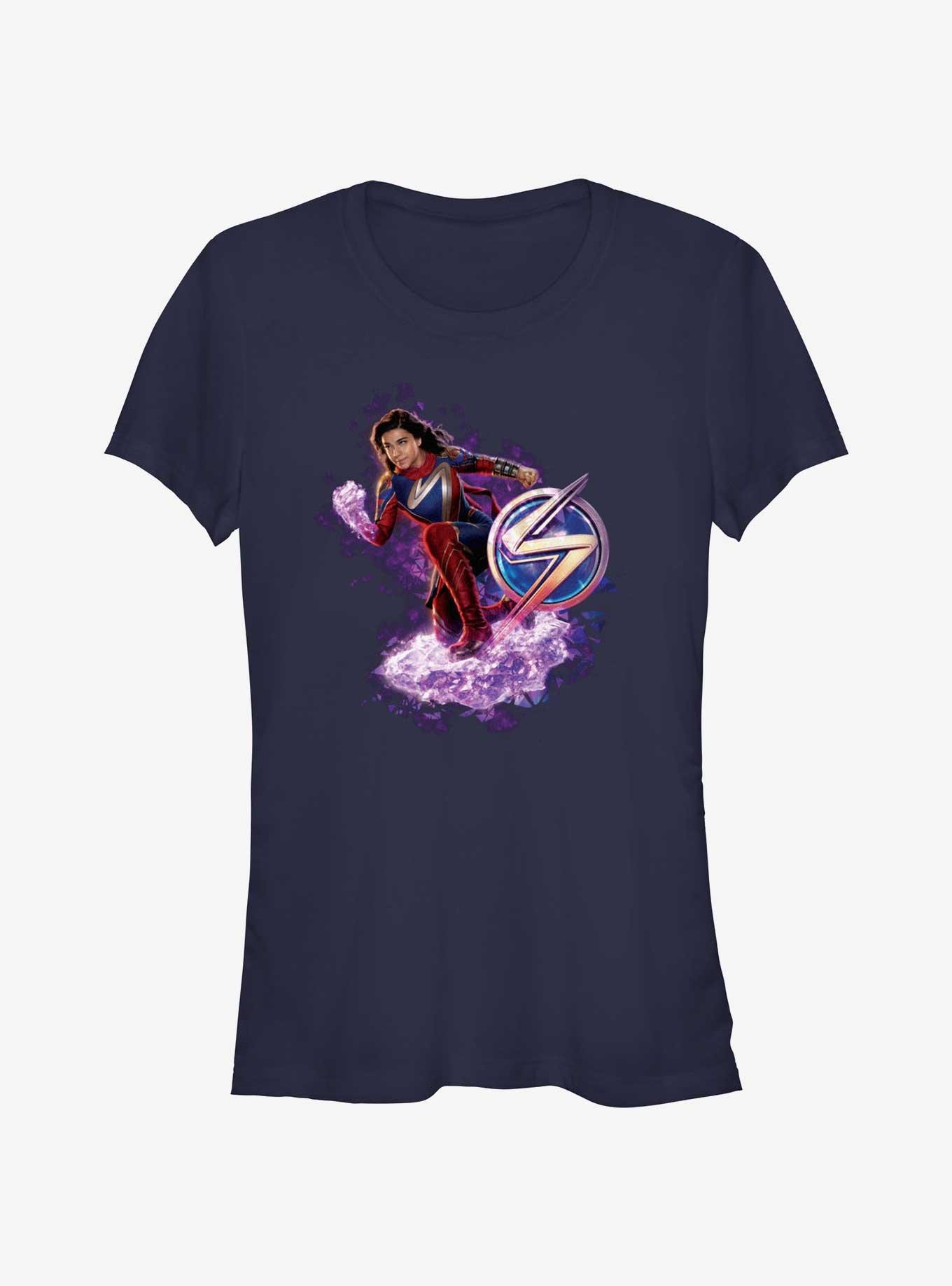 Marvel The Marvels Ms. Marvel Hero Pose Girls T-Shirt, NAVY, hi-res