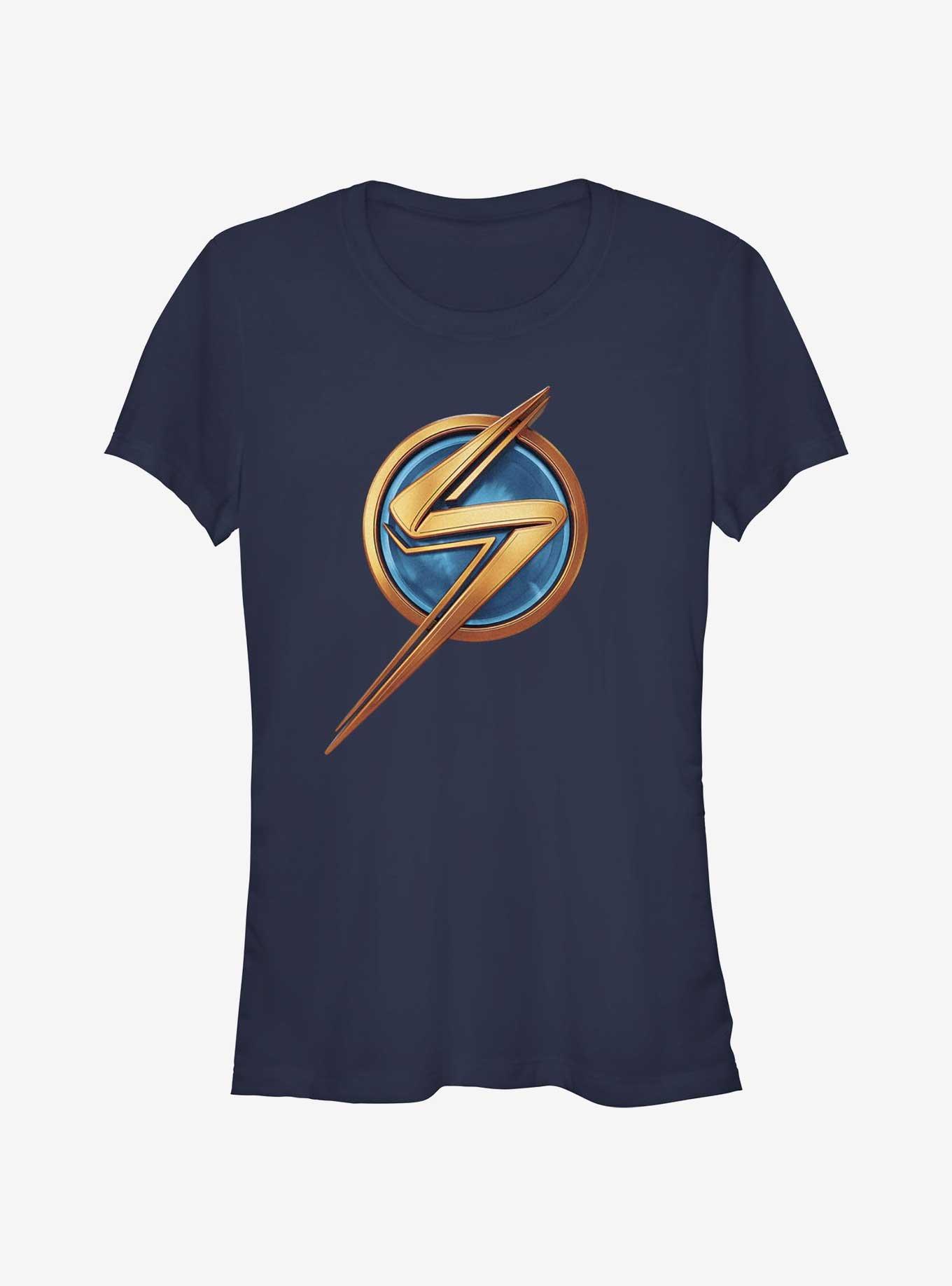 Marvel The Marvels Ms. Marvel Logo Girls T-Shirt, NAVY, hi-res