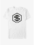 Marvel The Marvels Geometric Saber Logo T-Shirt, WHITE, hi-res