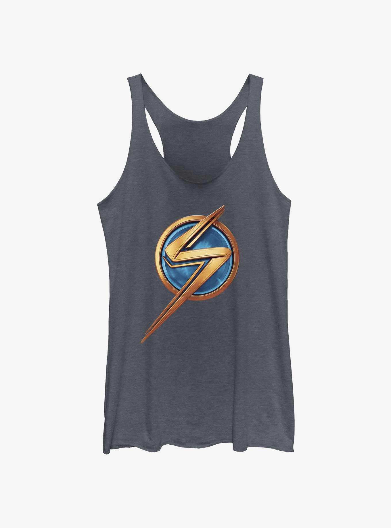 Marvel The Marvels Ms. Marvel Logo Girls Tank, NAVY HTR, hi-res