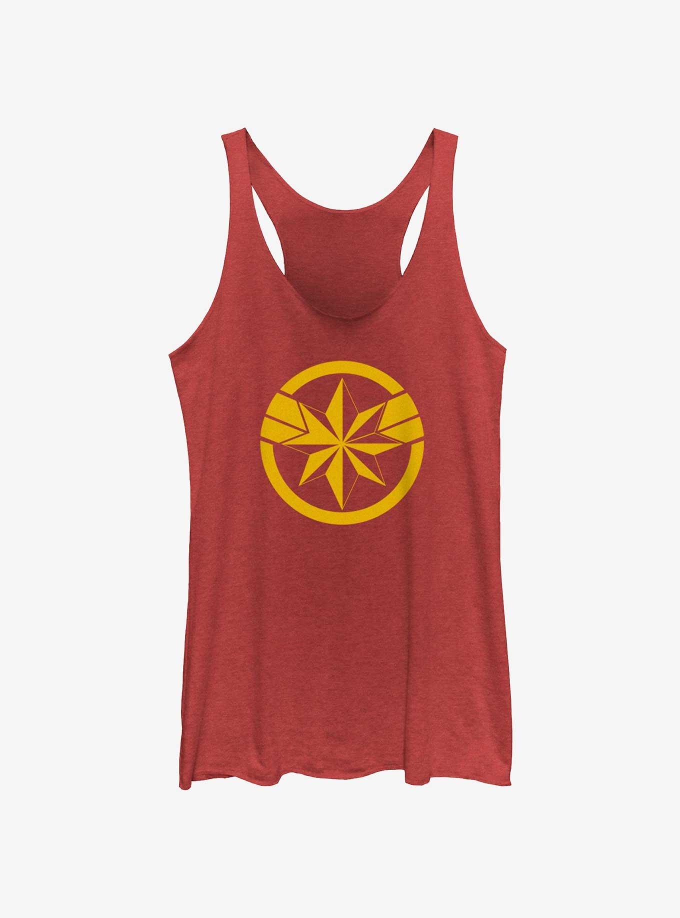 Marvel The Marvels Captain Marvel Insignia Girls Tank, RED HTR, hi-res