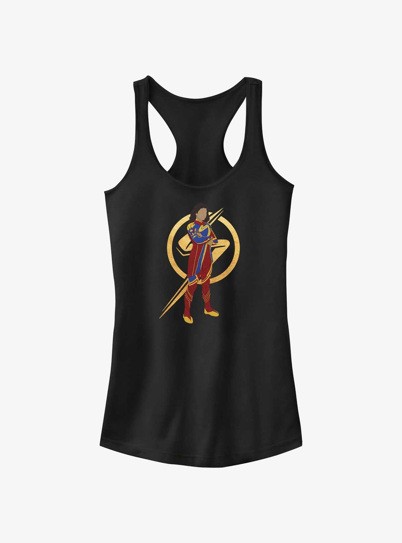 Marvel The Marvels Ms. Marvel Silhouette Girls Tank, BLACK, hi-res