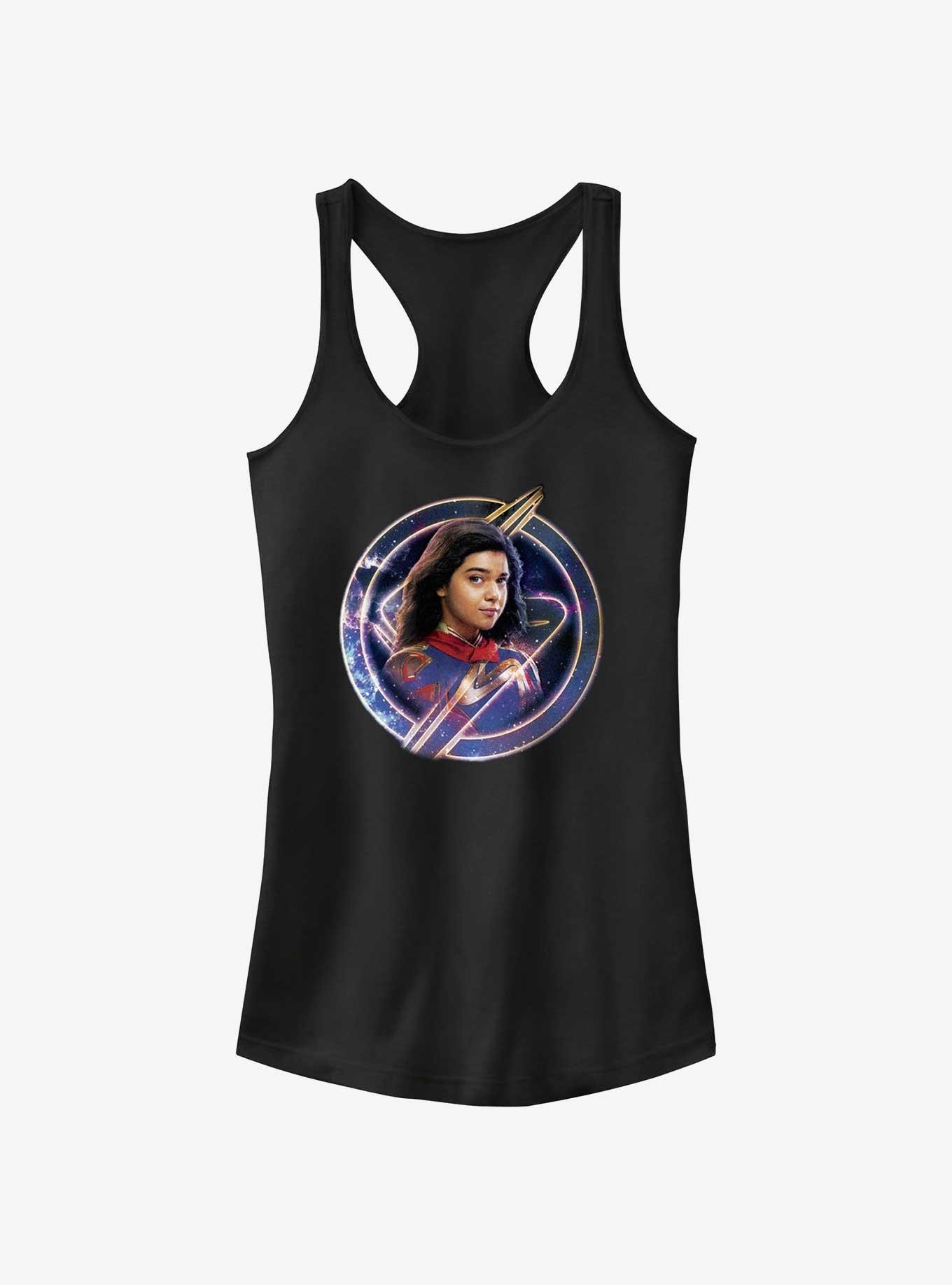 Marvel The Marvels Ms. Marvel Galaxy Badge Girls Tank, BLACK, hi-res