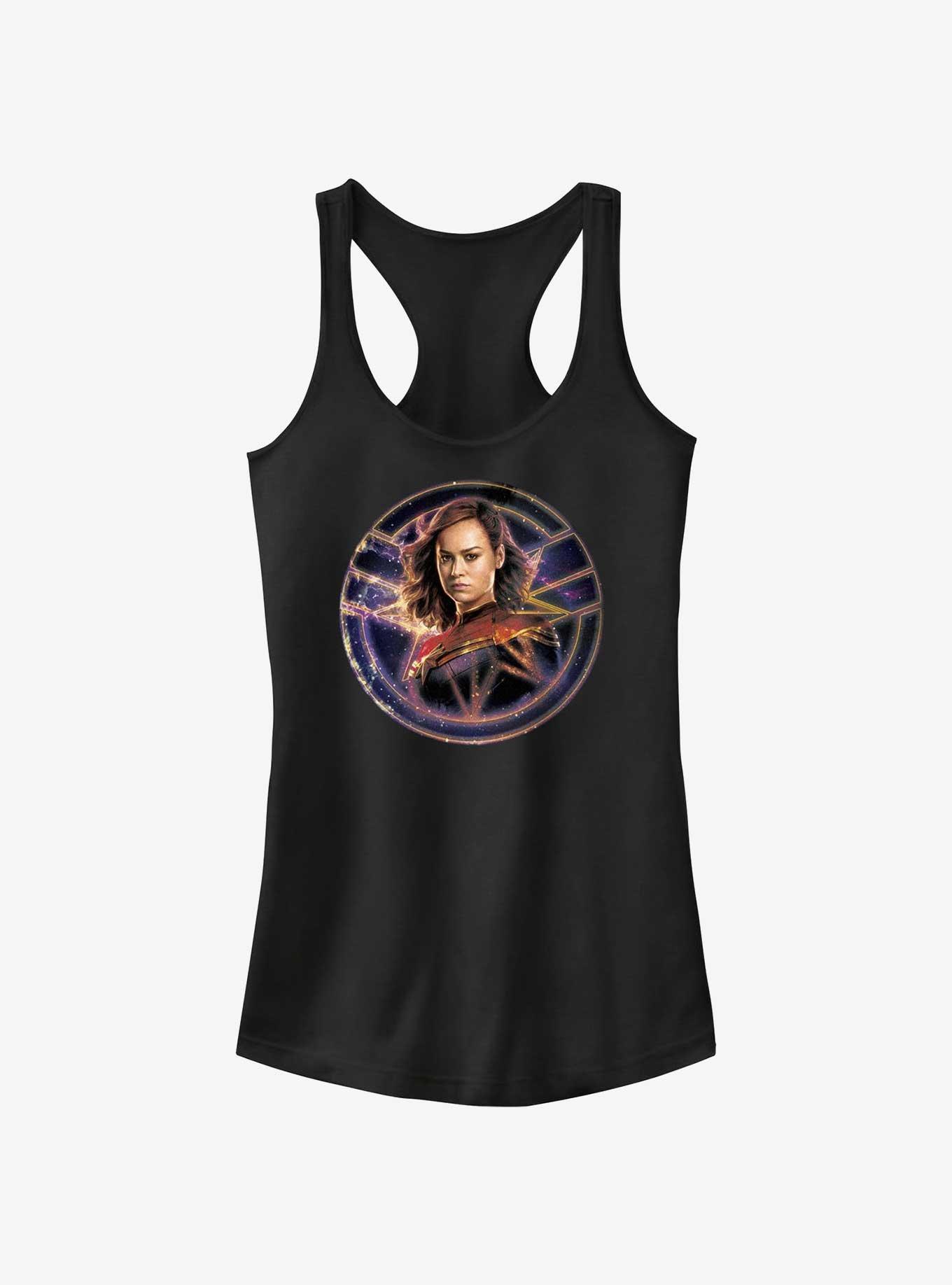 Marvel The Marvels Captain Marvel Galaxy Badge Girls Tank, BLACK, hi-res