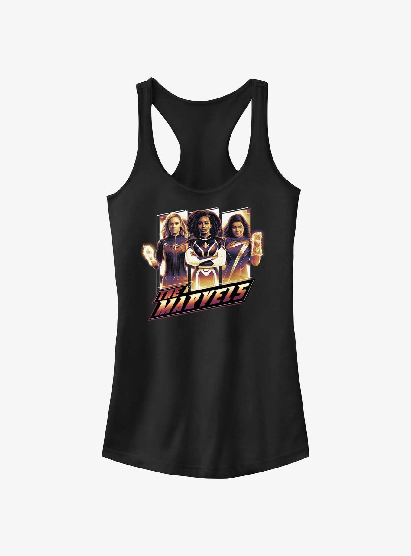 Marvel The Marvels Team Pose Girls Tank, BLACK, hi-res