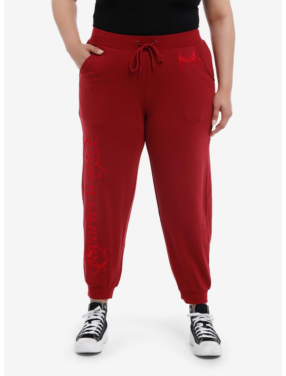 Her Universe Marvel Scarlet Witch Tiara Jogger Pants Plus Size Her Universe Exclusive, BURGUNDY, hi-res