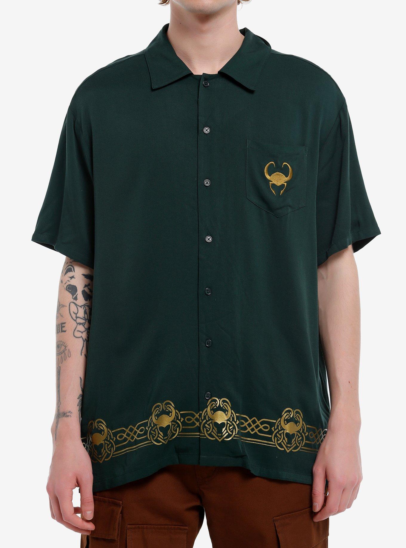 Our Universe Marvel Loki Helmet Woven Button-Up Our Universe Exclusive, , hi-res