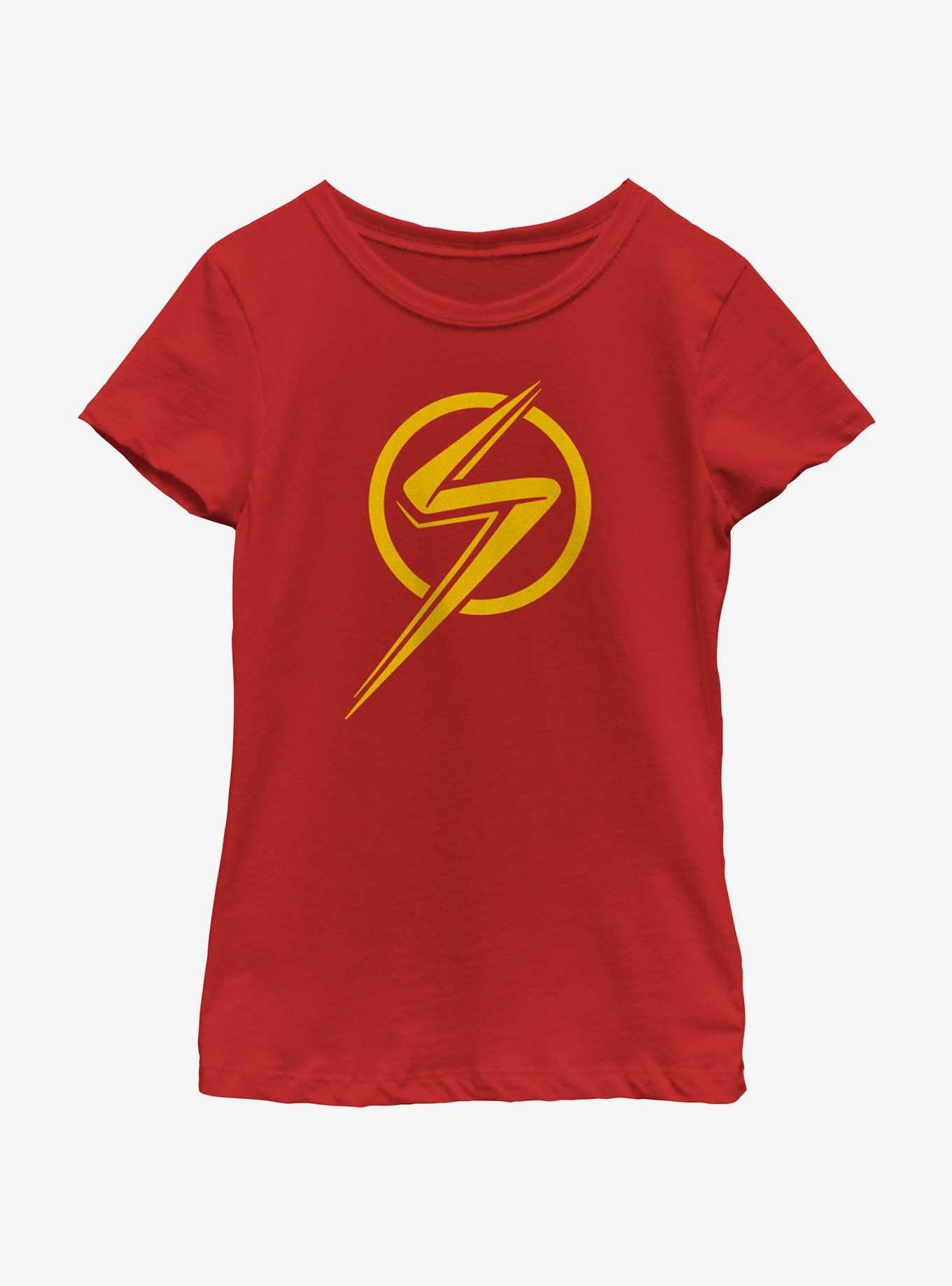 Marvel The Marvels Ms. Marvel Insignia Youth Girls T-Shirt, RED, hi-res