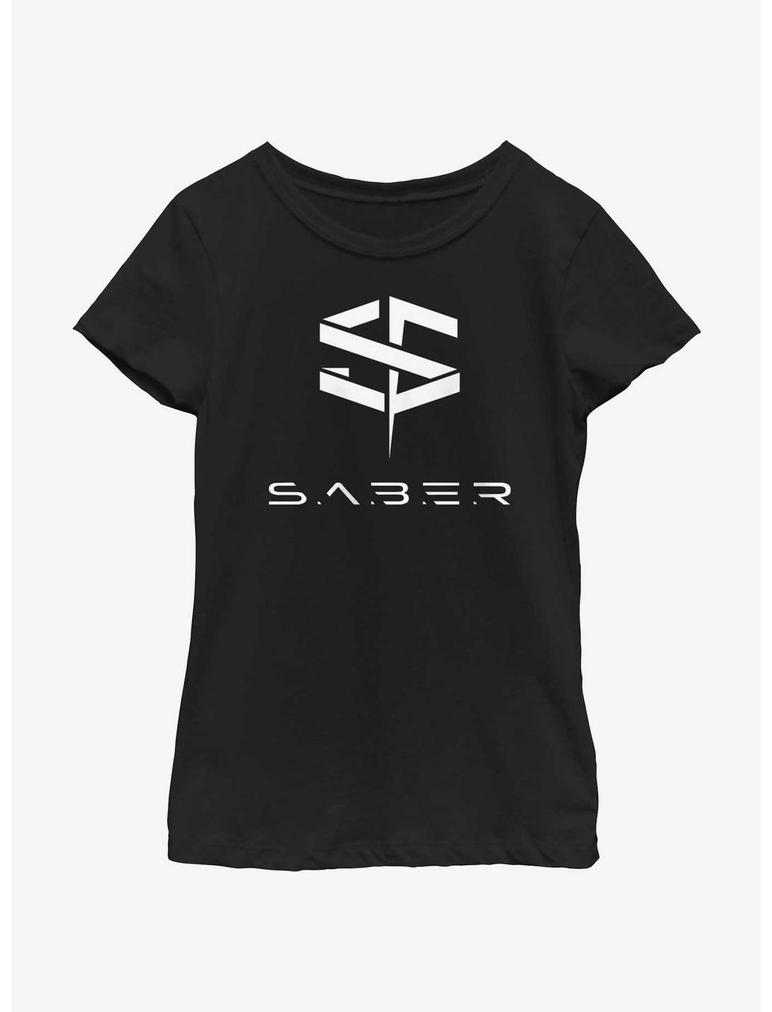 Marvel The Marvels Saber Logo Youth Girls T-Shirt, BLACK, hi-res