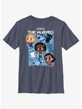 Marvel The Marvels Chibi Heroes Poster Youth T-Shirt, NAVY HTR, hi-res