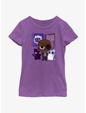 Marvel The Marvels Nick Fury and His Flerkens Youth Girls T-Shirt, , hi-res