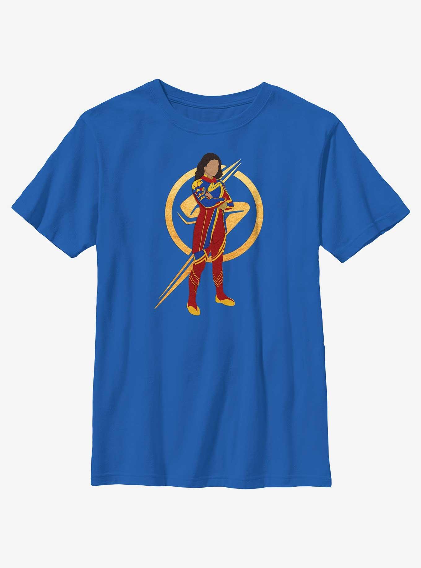 Marvel The Marvels Ms. Marvel Silhouette Youth T-Shirt, ROYAL, hi-res