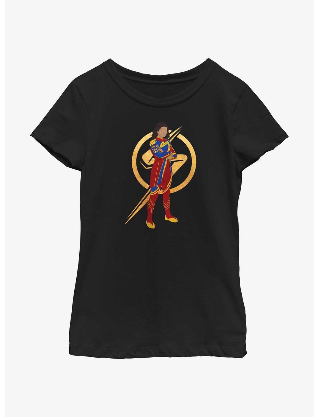 Marvel The Marvels Ms. Marvel Silhouette Youth Girls T-Shirt, BLACK, hi-res