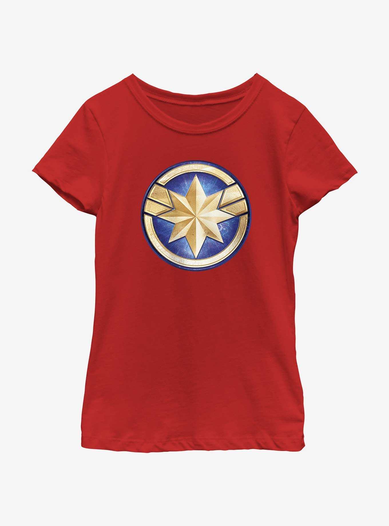 Marvel The Marvels Captain Marvel Logo Youth Girls T-Shirt, , hi-res