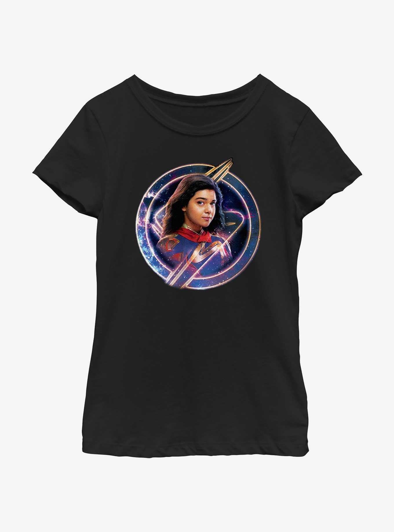 Marvel The Marvels Ms. Marvel Galaxy Badge Youth Girls T-Shirt, , hi-res