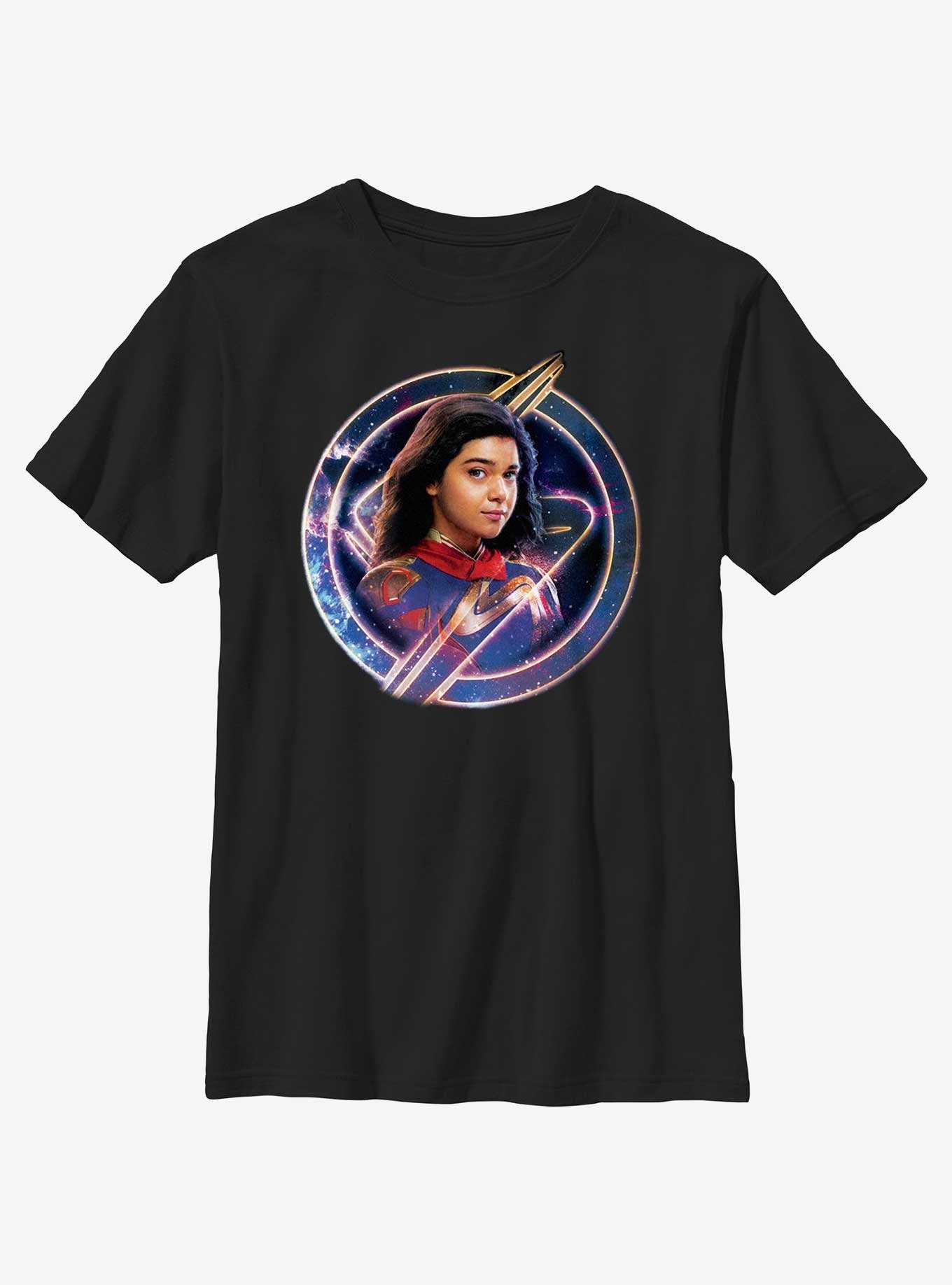 Marvel The Marvels Ms. Marvel Galaxy Badge Youth T-Shirt, , hi-res