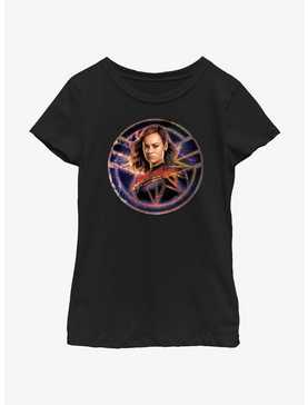 Marvel The Marvels Captain Marvel Galaxy Badge Youth Girls T-Shirt, , hi-res