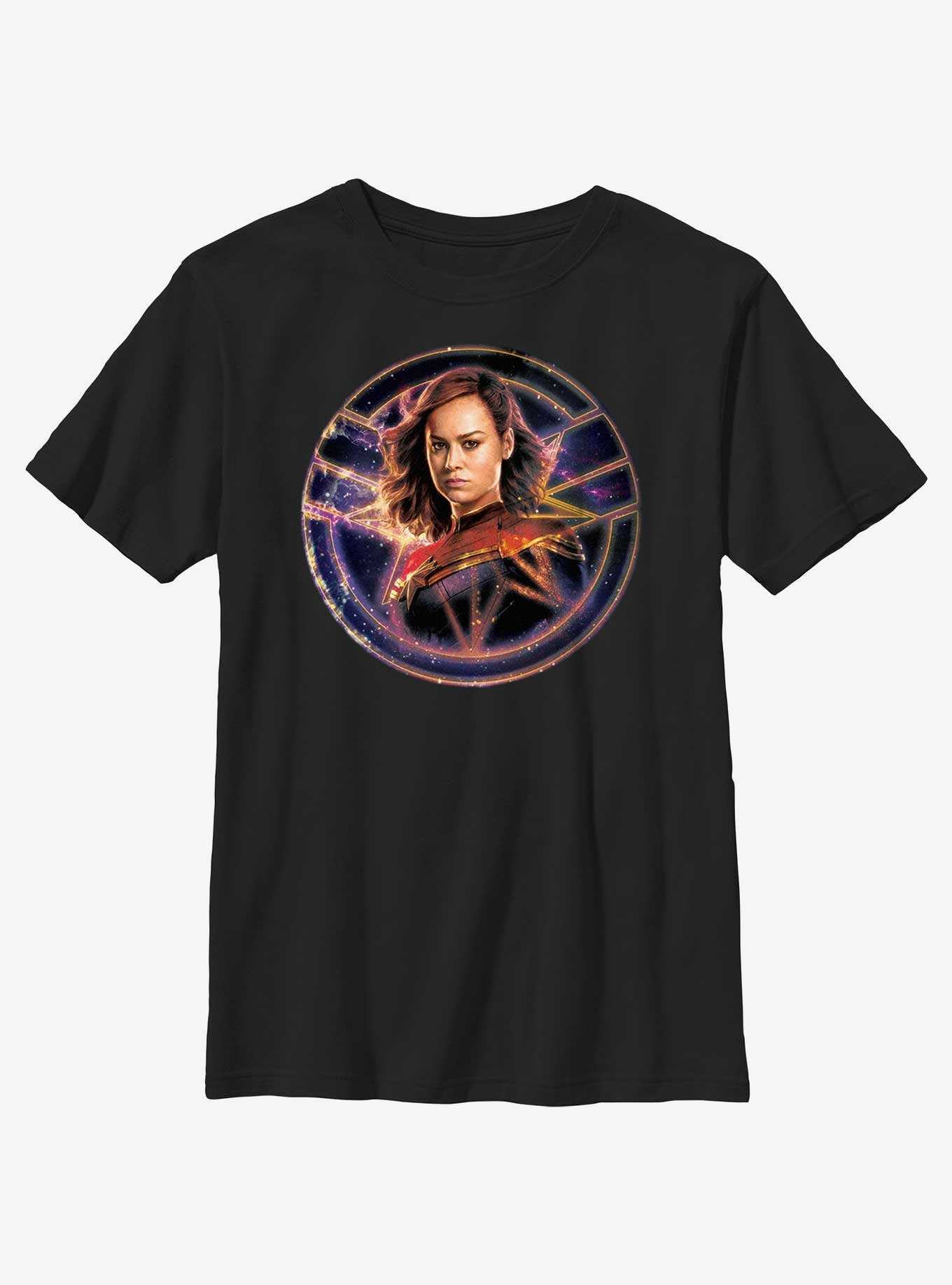 Marvel The Marvels Captain Marvel Galaxy Badge Youth T-Shirt, , hi-res