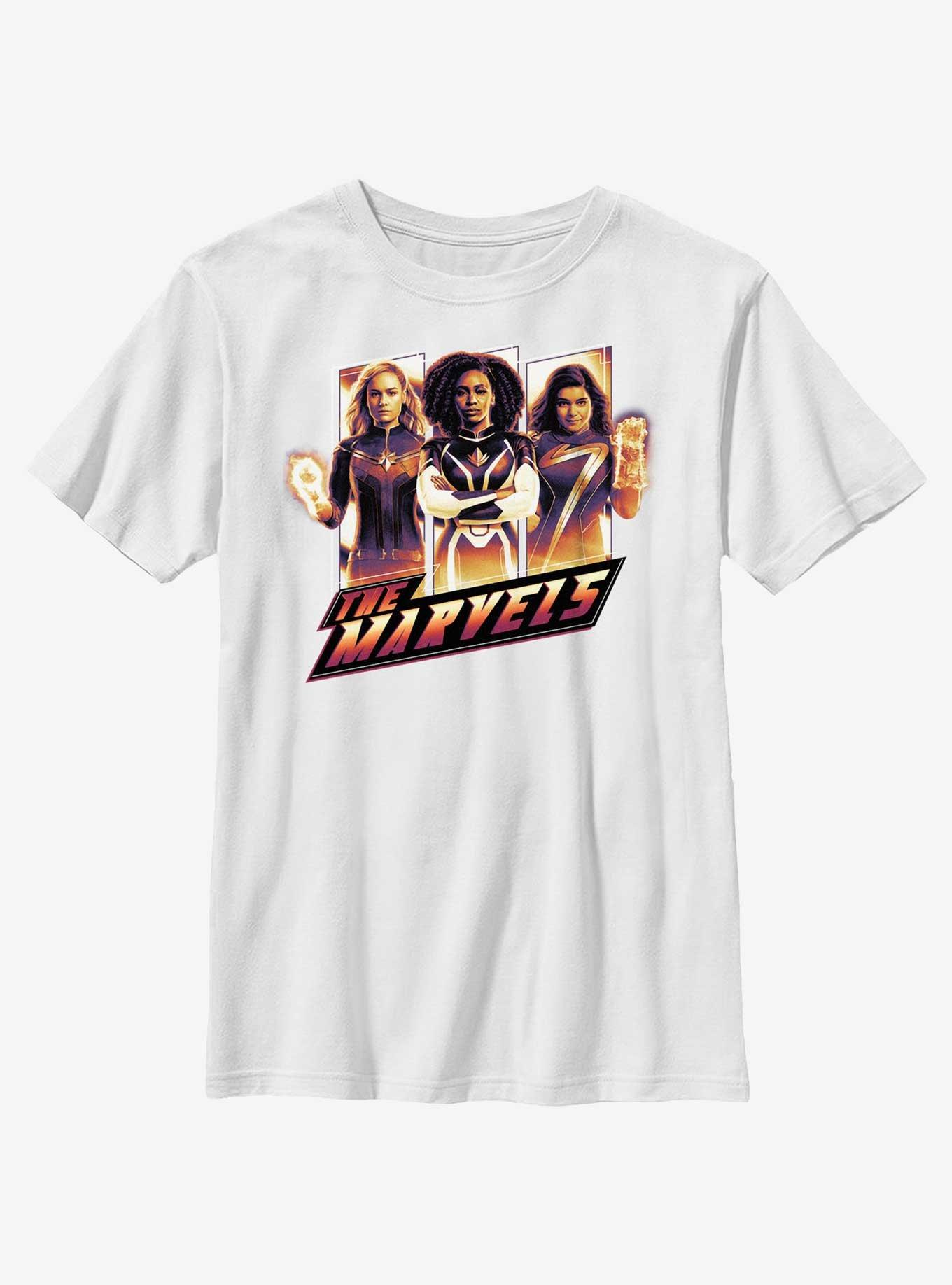 Marvel The Marvels Team Pose Youth T-Shirt, WHITE, hi-res