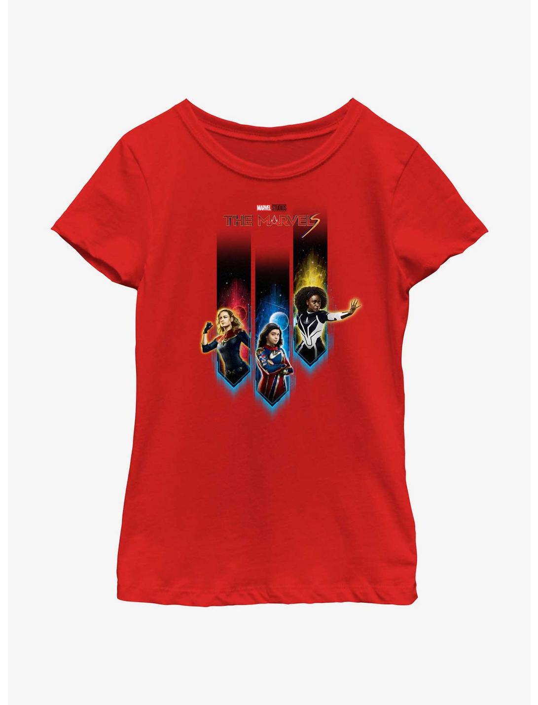 Marvel The Marvels Interplanetary Heroes Youth Girls T-Shirt, RED, hi-res