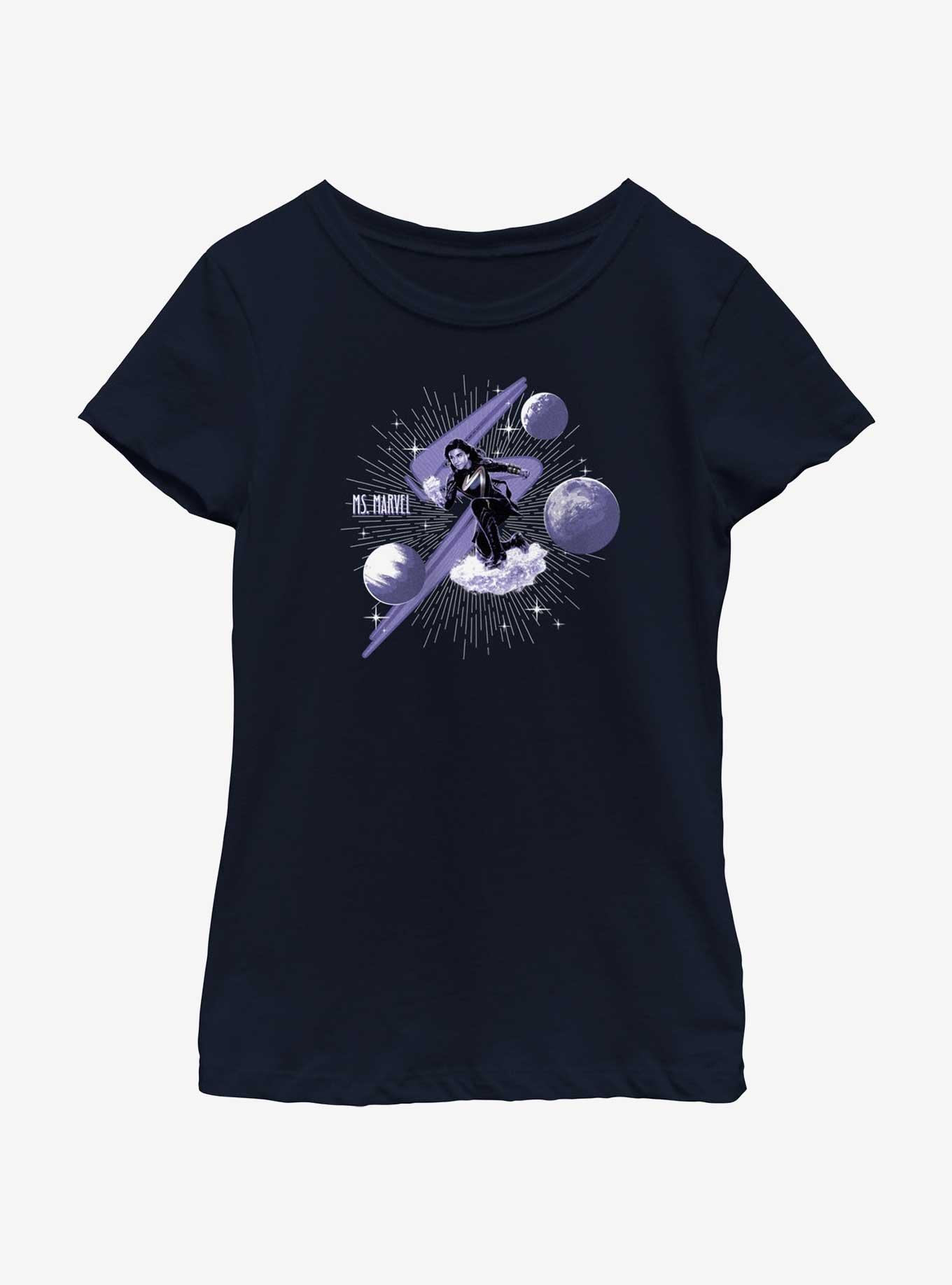 Marvel The Marvels Ms. Marvel Interplanetary Youth Girls T-Shirt, NAVY, hi-res