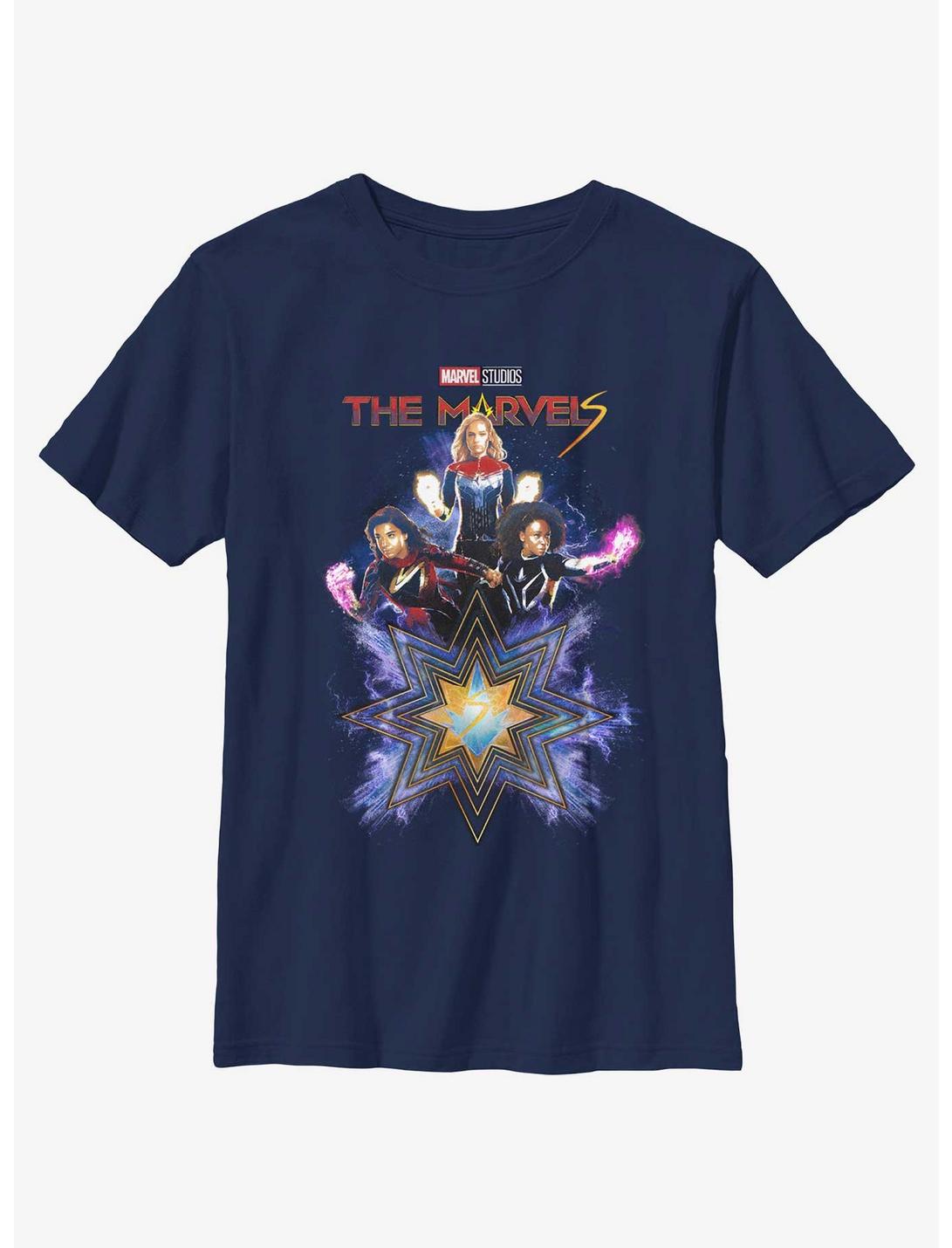 Marvel The Marvels Fabulous Marvels Youth T-Shirt BoxLunch Web Exclusive, NAVY, hi-res