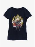 Marvel The Marvels Splatter Power Youth Girls T-Shirt BoxLunch Web Exclusive, NAVY, hi-res