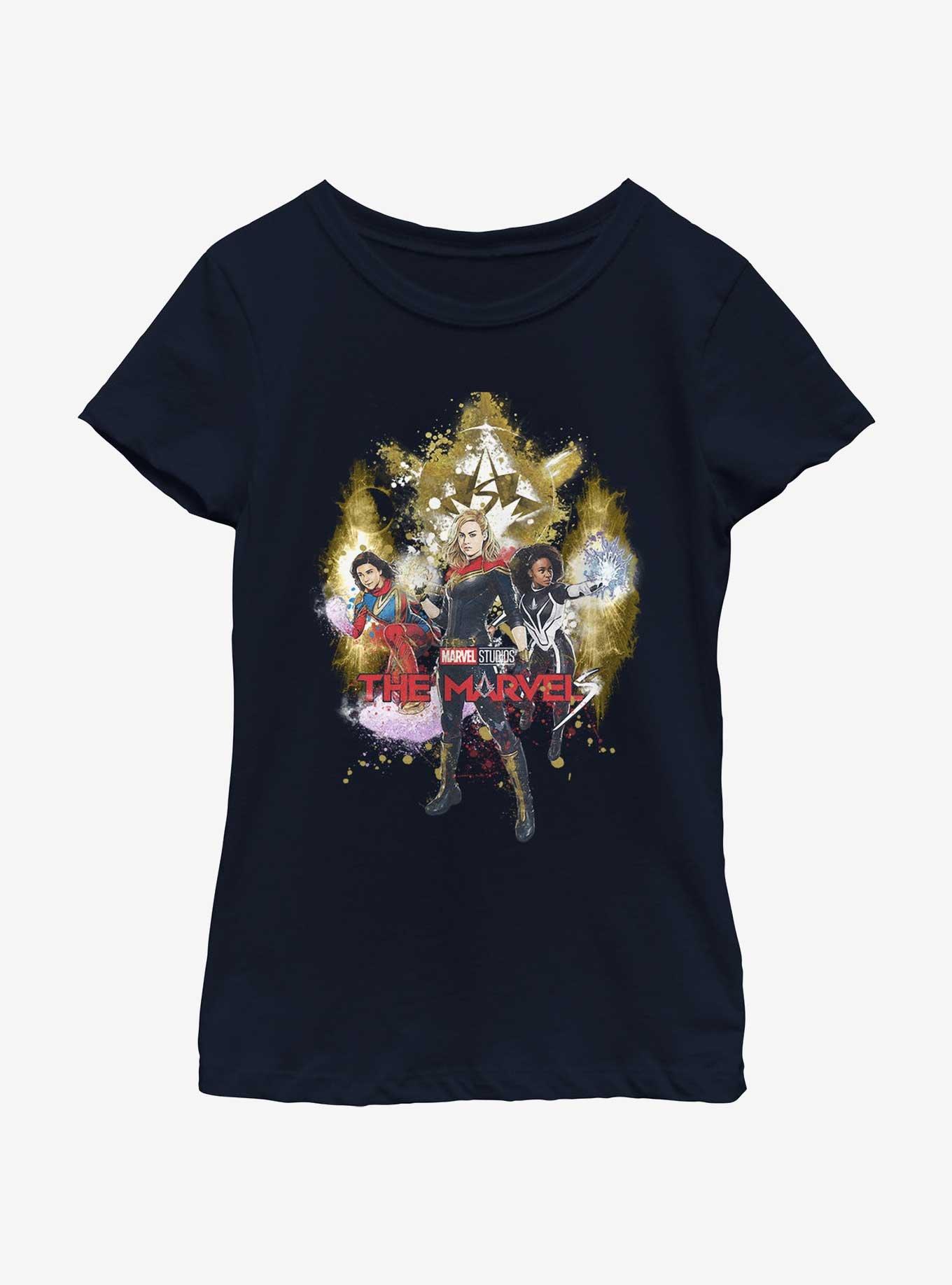 Marvel The Marvels Splatter Power Youth Girls T-Shirt BoxLunch Web Exclusive, , hi-res