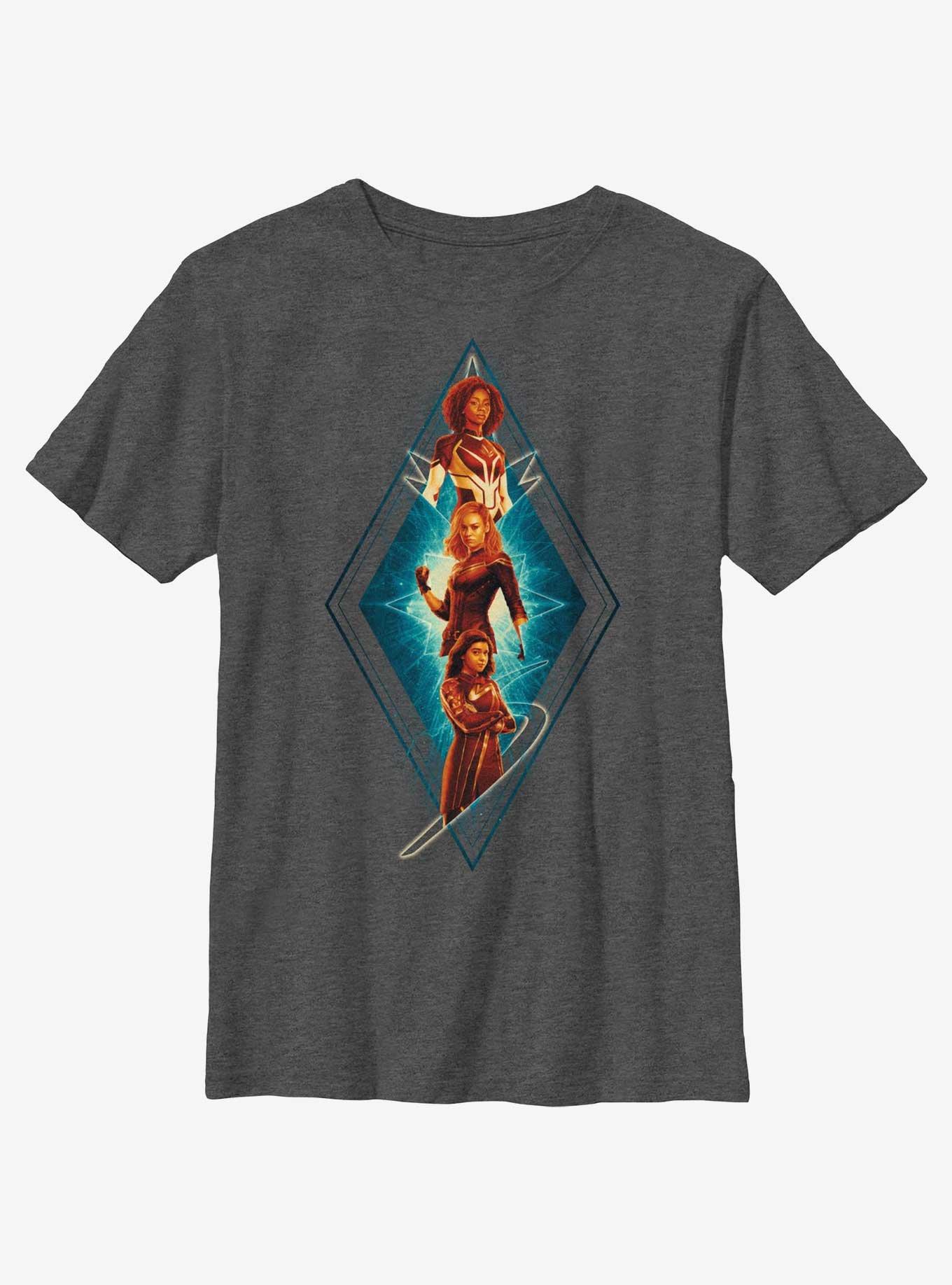 Marvel The Marvels Totem Team Youth T-Shirt, CHAR HTR, hi-res