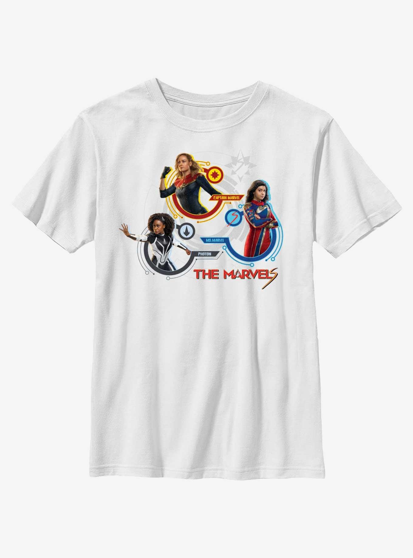 Marvel The Marvels The Marvel Team Youth T-Shirt, WHITE, hi-res