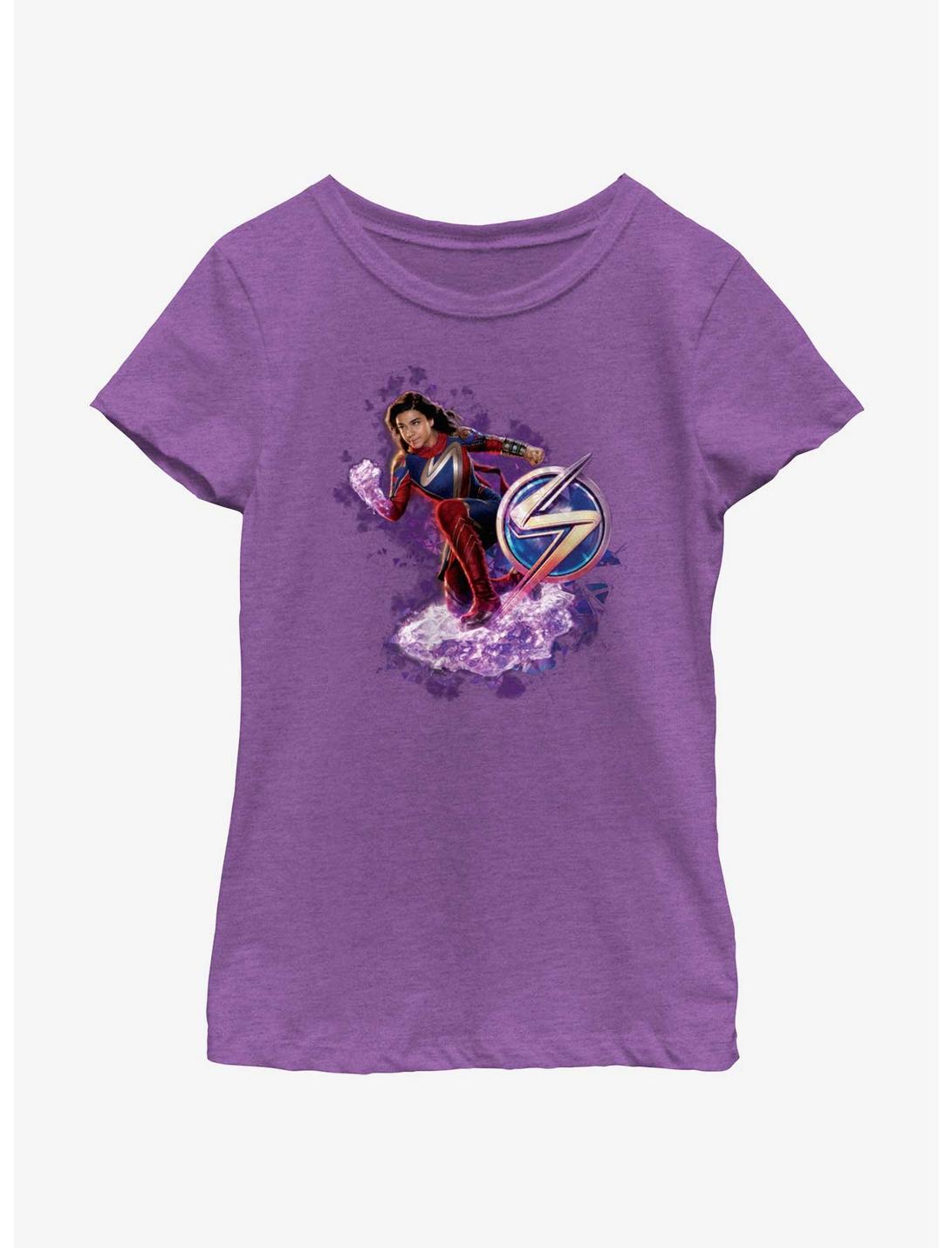 Marvel The Marvels Ms. Marvel Hero Pose Youth Girls T-Shirt, PURPLE BERRY, hi-res
