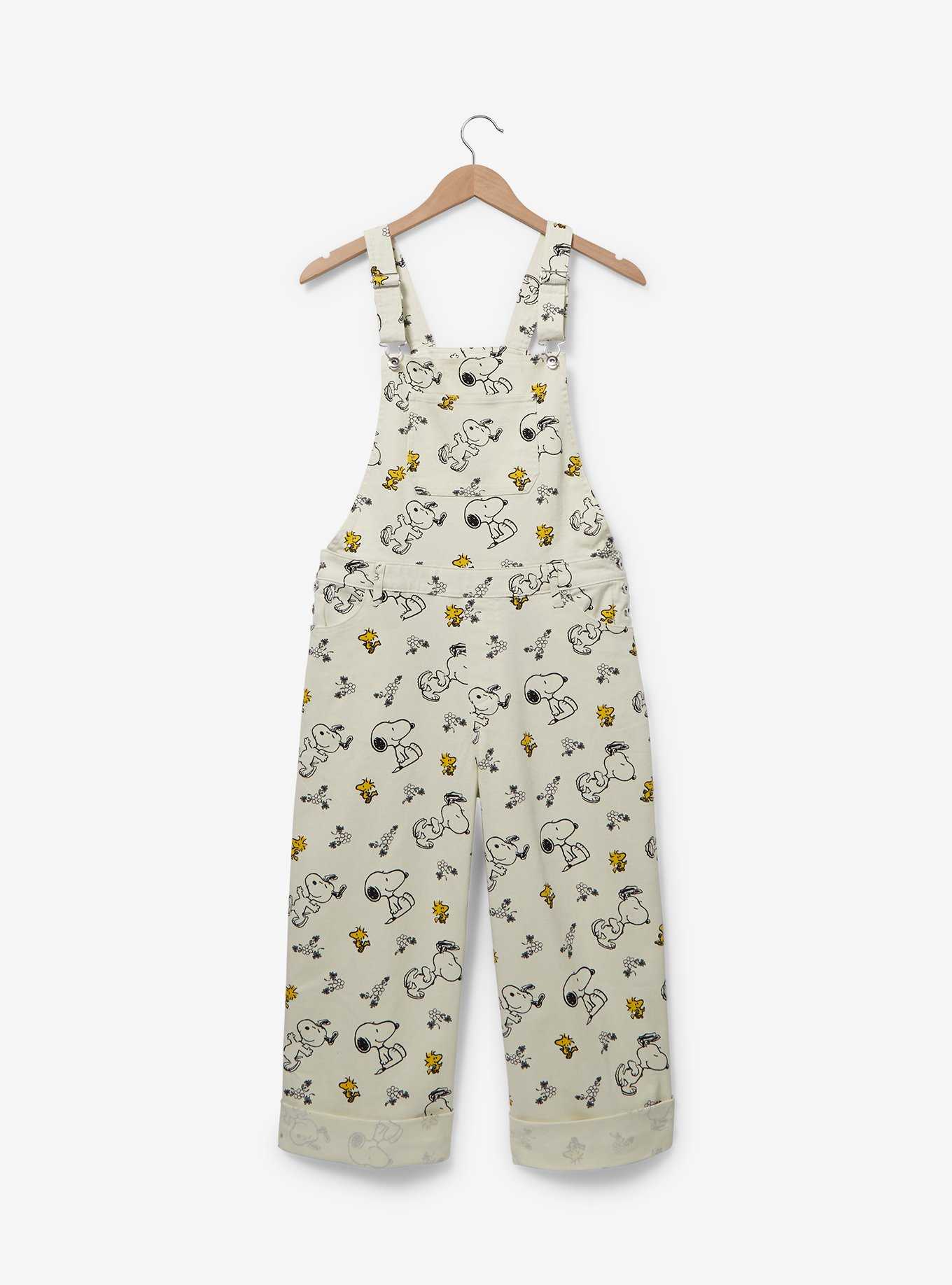 Peanuts Snoopy And Woodstock Allover Print Overalls Plus Size, , hi-res