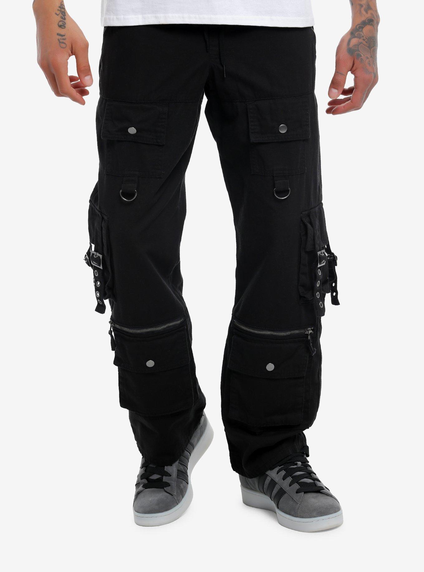 Black Zipper Cargo Strappy Pants | Hot Topic